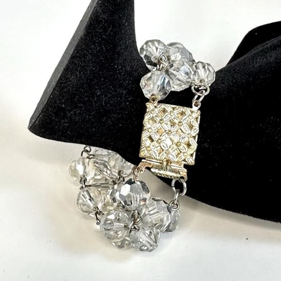 Vintage 60’s Double Strand Crystal Bracelet With Sterling Silver Clasp - Picture 2 of 3